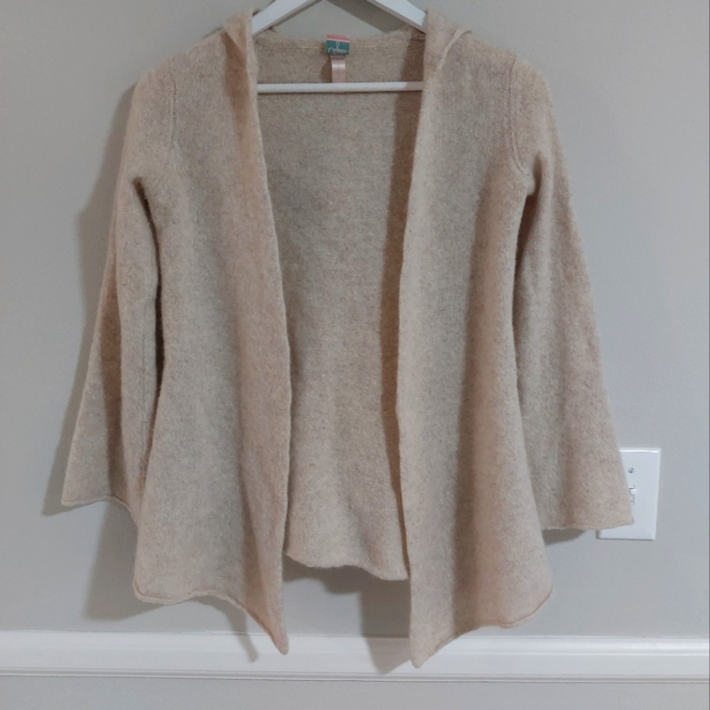Aqua soft cashmere cardigan sweater with hood